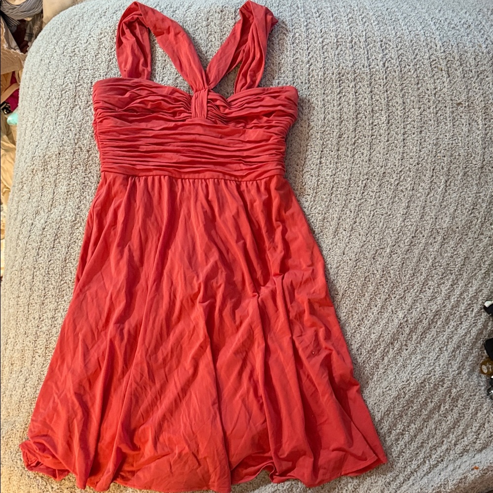 BCBGMaxAzria Coral Ruched Mini Dress